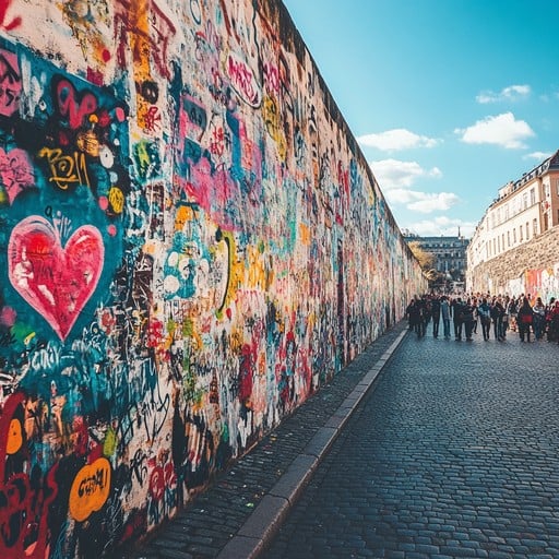 Vibrant graffiti wall street art mural in urban setting